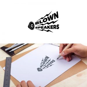 Blown Speakers logo being drawn on paper with a pen by the hands of one of the Repeat Logo designers.